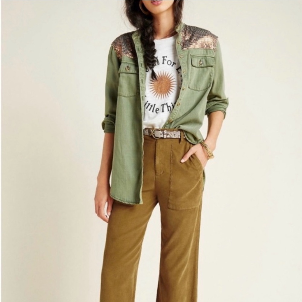 Anthropologie Oversized Shirt with sequin detail - Picture 3 of 13